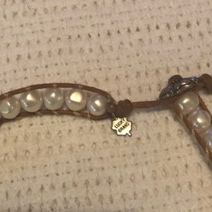 Beaded necklace with leather trim Lucky Brand